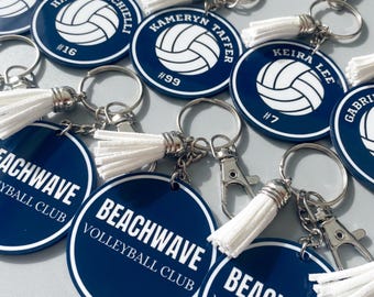 Volleyball Keychain Name Tags Customized with Team Logo and Colors, Peresonalized Volleyball Gifts for Boys and Girls Teammates
