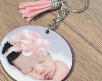 Custom Photo Keychain: Personalized Picture Bag Tag, Memorial Gift