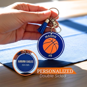 Basketball Name Tag Backpack Accessories Personalize Keychain Sports Team Player Gift End of Season Coaches Custom Team Basketball Awards