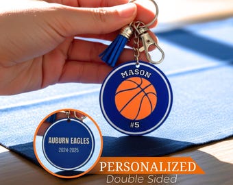 Basketball Name Tag Backpack Accessories Personalize Keychain Sports Team Player Gift End of Season Coaches Custom Team Basketball Awards