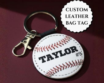 Baseball Bag Tags Custom Baseball Backpack Tag Personalized Items for Boys Birthday Party Favor with Name & Jersey Number Bulk Team Gifts