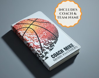 Basketball Coach Notebook Personalized Leather Custom Planner Team Gift Appreciation Present Senior Night Season Organizer Pocket Size