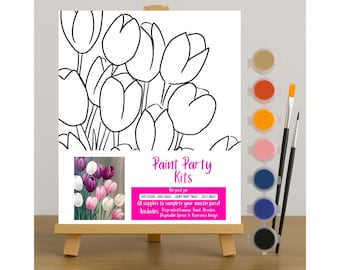 Spring Tulip Pre Drawn Canvas: Paint Party Art Activity
