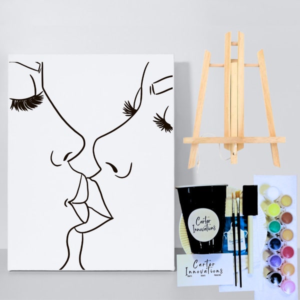 Pre- Drawn Canvas  | Smooches | Exotic Sip & Paint