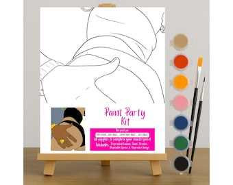Black Art, Canvas Paint Kit, Pre Drawn Outline Canvas, DIY Canvas, Paint Party Kit, Handful