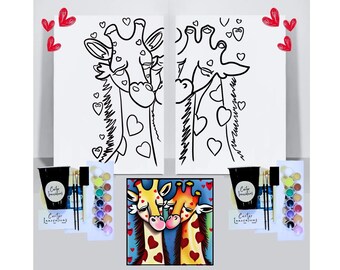 Safari Love Sip and Paint Kit: Valentine's Date Night Canvas