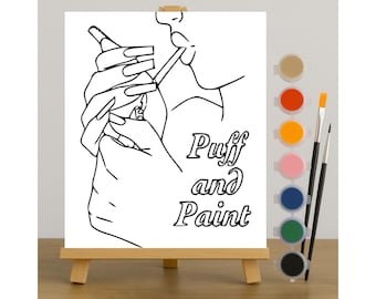 4/20 Puff and Paint Pre Drawn Canvas | Smokers Activity | Stoner | High Girl