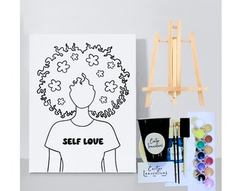 Pre- Drawn Canvas  | Sip & Paint | Self Love