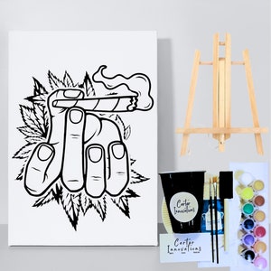 4/20 Puff and Paint Pre Drawn Canvas | Stoner Paint Party Kit image 8