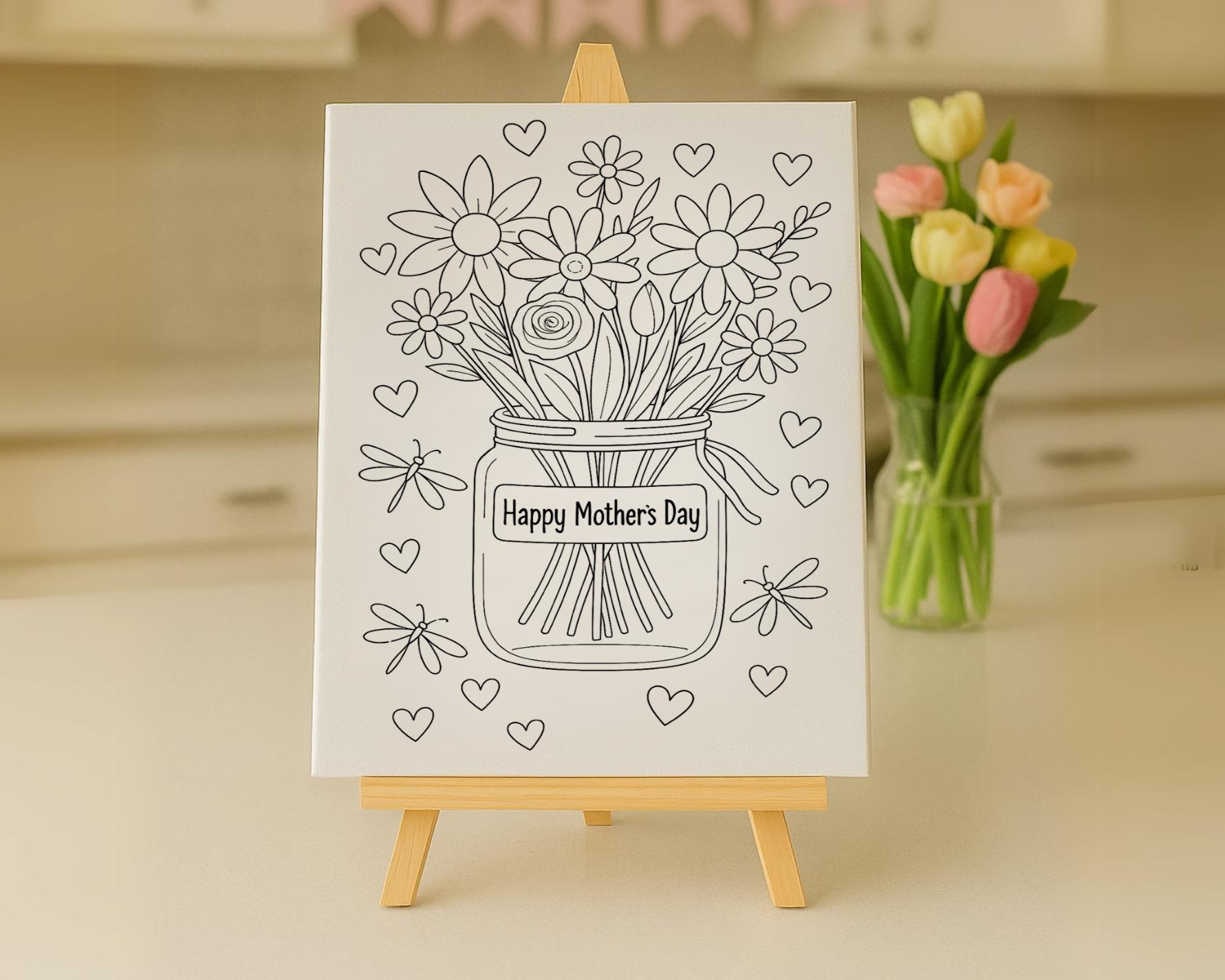 28 Quick And Easy Mason Jar Crafts For Kids To Create 20 Mother's Day Flower Mason Jar Painting Canvas Paint Kit Activity DIY…