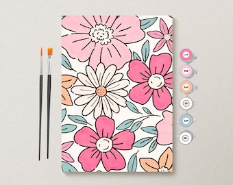 Floral Paint by Number Kit | Relaxing DIY Art Kit | Beginner-Friendly Craft