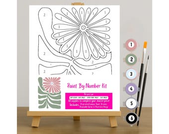 Floral Paint by Number Kit, Botanical Canvas Art, Modern DIY Wall Decor, Desert Bloom