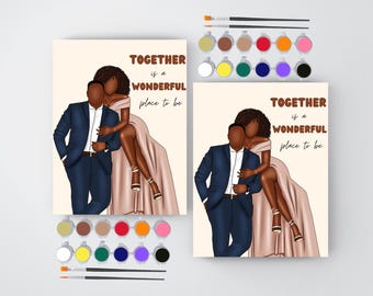 Date Night Ideas, Pre- Drawn Canvas, Couples Sip and Paint,