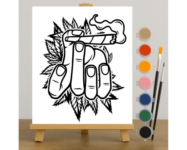 4/20 Puff and Paint Pre Drawn Canvas | Stoner Paint Party Kit image 1