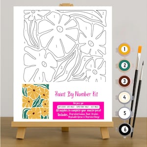 Floral Paint by Number Canvas Kit | Relaxing DIY Art Kit | Beginner-Friendly Craft