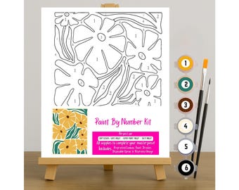 Floral Paint by Number Canvas Kit | Relaxing DIY Art Kit | Beginner-Friendly Craft