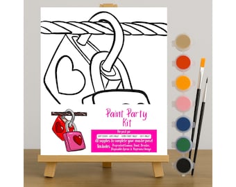 Love Locks Paint Party Kit: DIY Canvas Template, Date Night at Home