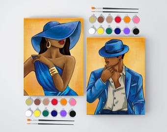 Couples Paint Kit: Pre-Drawn Canvas, Date Night Sip and Paint
