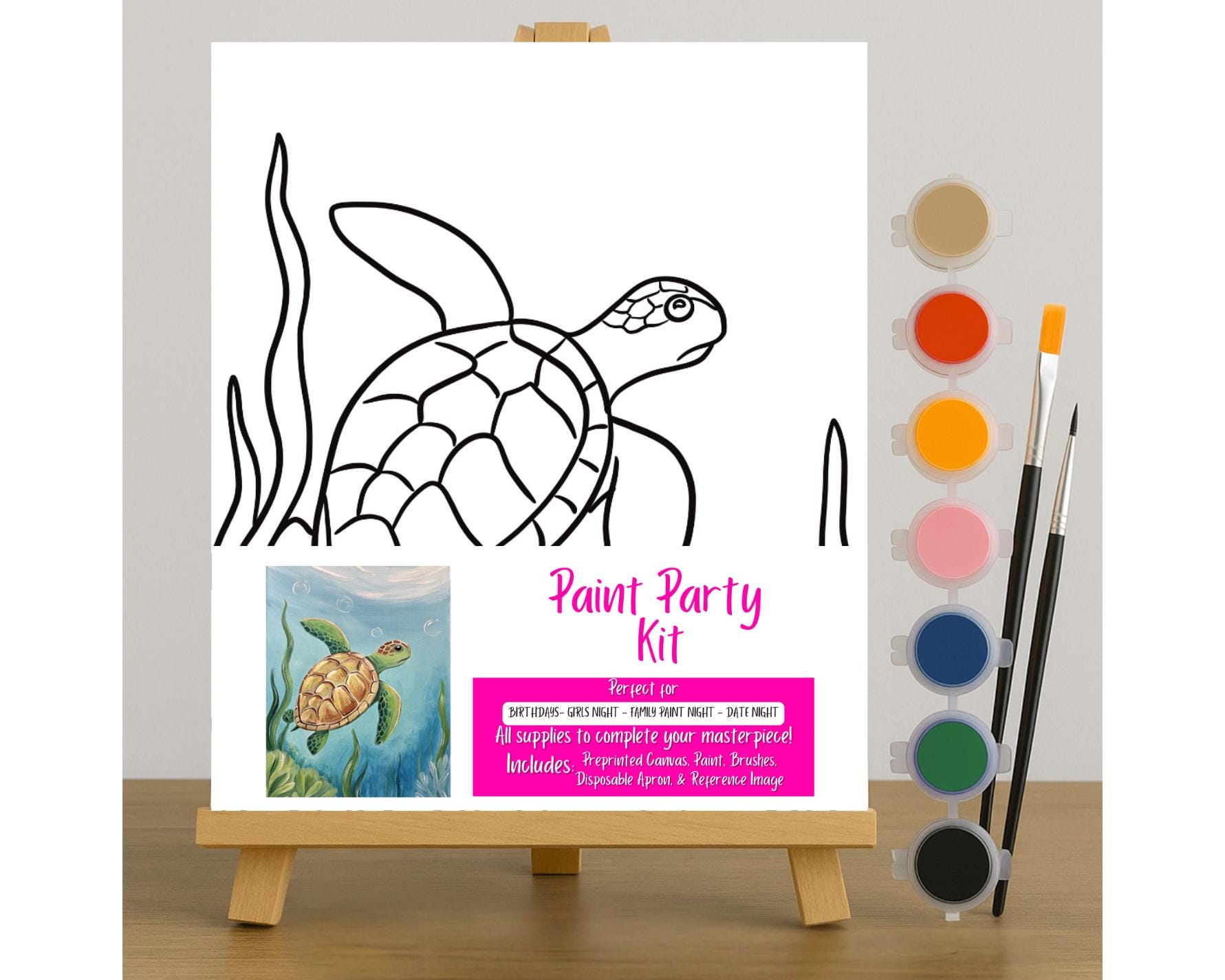 37 Super Cute Sea Turtle Crafts for Kids They Will Love 22 Sea Turtle Painting Kit: DIY Canvas Art for Adults & Kids