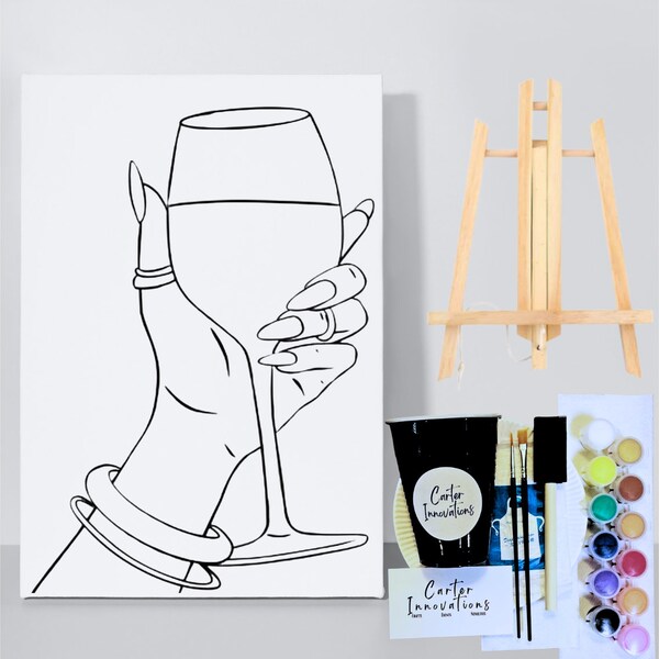 Pre- Drawn Canvas  | Cheers | Sip & Paint