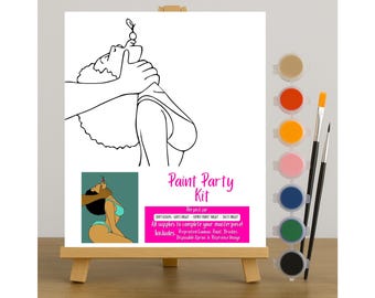 Black Art, Pre- Drawn Canvas, X rated, Adult Sip and Paint, Handle Me