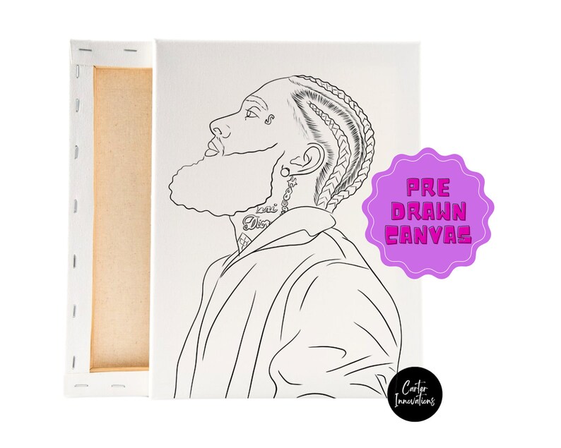 Nipsey Hussle, Pre Drawn Canvas, Sip and Paint Etsy