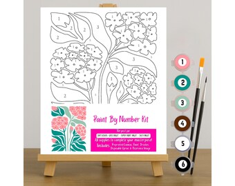 Floral Paint by Number Kit: Relaxing DIY Art, Pre-Drawn Canvas, Poppy Flower