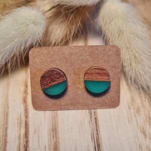 Stud earrings wood synthetic resin colored wood wooden jewelry natural jewelry 10 mm