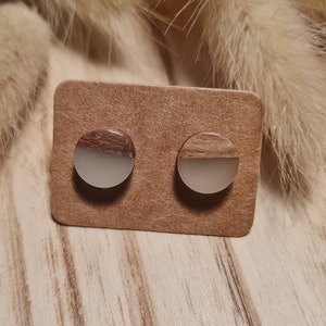 Stud earrings wood synthetic resin colored wood wooden jewelry natural jewelry 10 mm