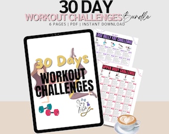 30-Day Home Workout Challenge for Women | Beginner No Equipment Workout Plan PDF | Fitness Planner Printable