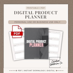 Digital Product Planner | Printable Business Planner for Digital Sellers | Printable PDF