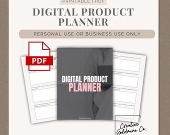 Digital Product Planner Printable, SEO Keyword, Brand Niche & Income Tracker, Etsy Seller Planner PDF
