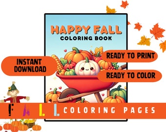 Autumn Coloring Book: 31 Fall Printable Pages, Thanksgiving Crafts (PDF & PNG Download)