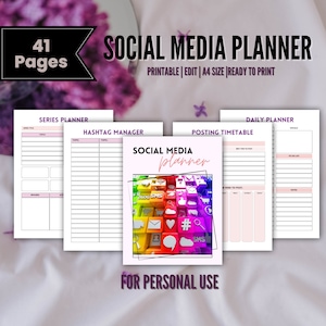 Printable Social Media Planner: Content Calendar, A4 (PDF)