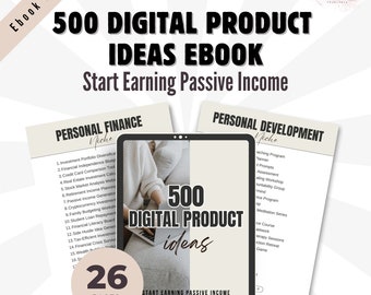 500 Digital Product Ideas for Beginners, Passive Income Guide, Canva Templates & Lead Magnet PDF Bundle