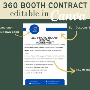 360 Photo Booth Contract Template | Editable Rental Agreement for Photo ...