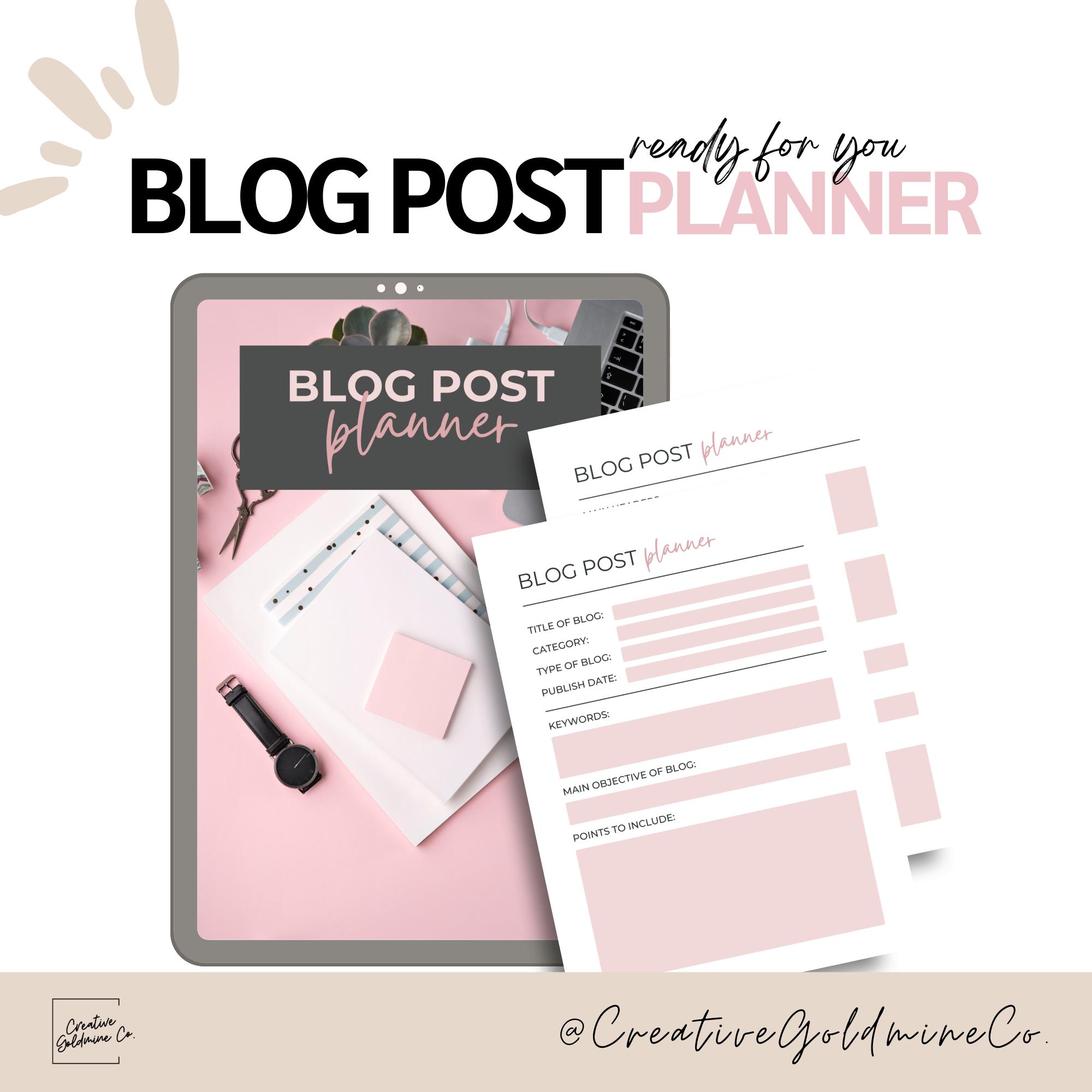 Blog Post Planner Printable, Content Creator Template, SEO Blog ...