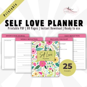 Zelfliefdeplanner: afdrukbaar wellnessdagboek, stemmingstracker (pdf-download)