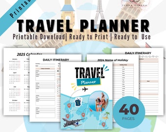 Planificador de viajes en PDF / Planificador de viajes, Lista de equipaje, Planificador de presupuesto de vacaciones / Organizador digital para amantes de los viajes