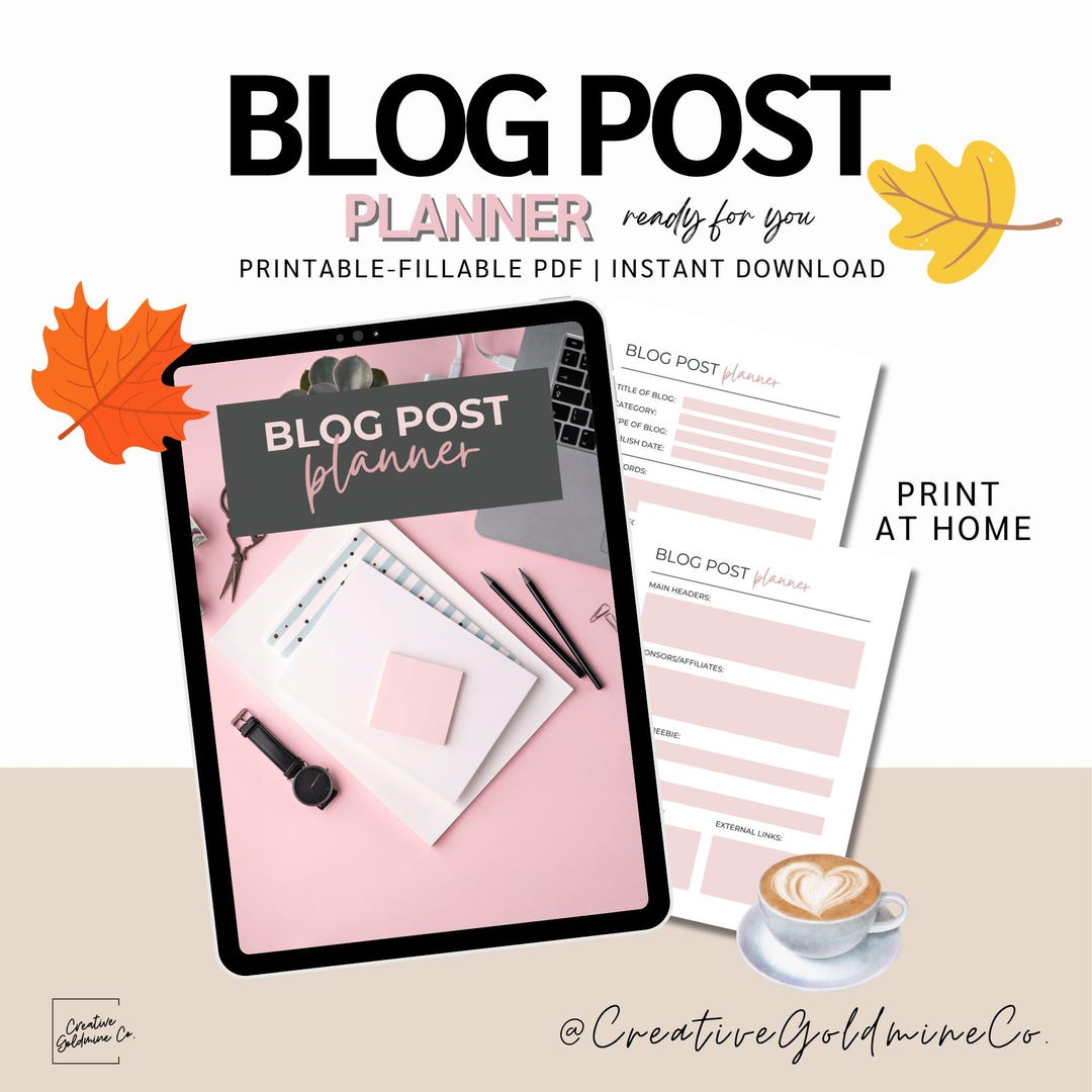 Blog Post Planner Printable, Content Creator Template, SEO Blog ...