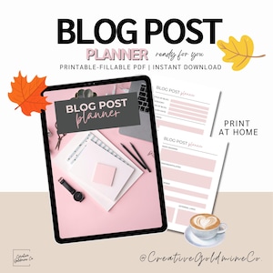 Afdrukbare blogpostplanner, sjabloon voor contentmaker, werkblad SEO-blogplanning, A4-pdf voor bloggers en schrijvers