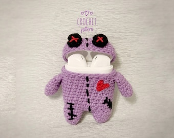 Easy Crochet pattern Voodoo doll,  amigurumi keychain, Airpods cover zombie Earphone Case Handmade