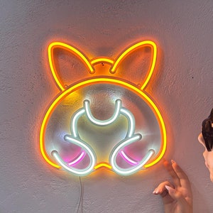 Vibrant Corgi Dog LED Neon Sign: Remote-Controlled Wall Art for Home Decor & Kids&#39; Rooms