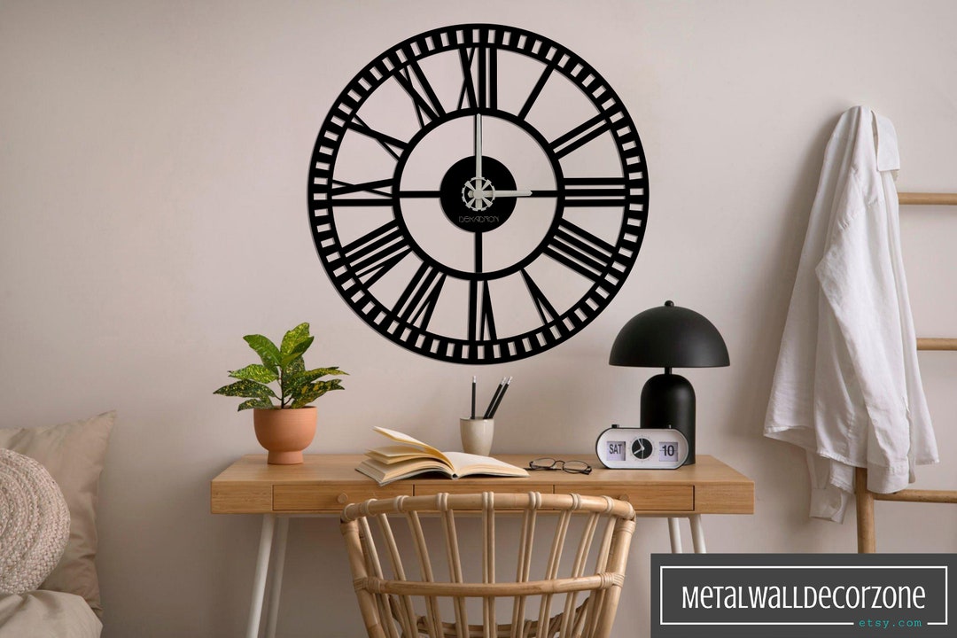 Roman Numeral Wall Clock, Metal Wall Clock, Wall Clock Large, Wall ...