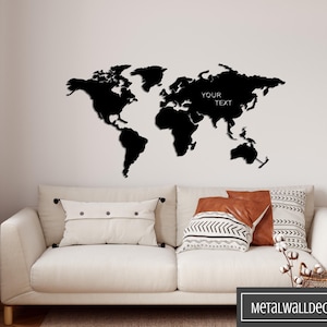 Gepersonaliseerde wereldkaartdecor, monogram geometrische wereldkaart muurkunst, aangepast formaat
