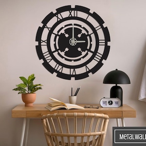 Oversized Metal Roman Numeral Wall Clock: Customizable, Elegant Timepiece for Modern Decor