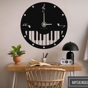 Piano Clock Wall Clock, Metal Wall Clock, Wall Clock Large, Wall Clock With Numbers, Wall Clock Unique, Custom Size