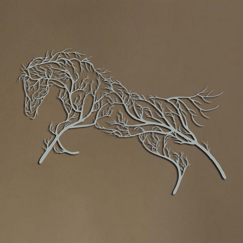Tree Horse Metal Wall Decor, Metal Wall Art, Horse Artwork, Large