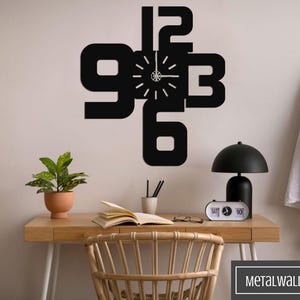 Bold Clock Numbers Wall Clock, Metal Wall Clock, Wall Clock Large, Wall Clock With Numbers, Wall Clock Unique, Custom Size