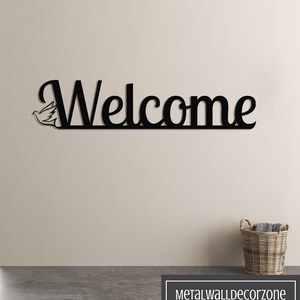 Welcome, Indoor Outdoor 5 Color Metal Wall Art, Metal Wall Decor, Housewarming Gift, Door Entrance Decor, Metal Wall Sign, Entryway Decor,